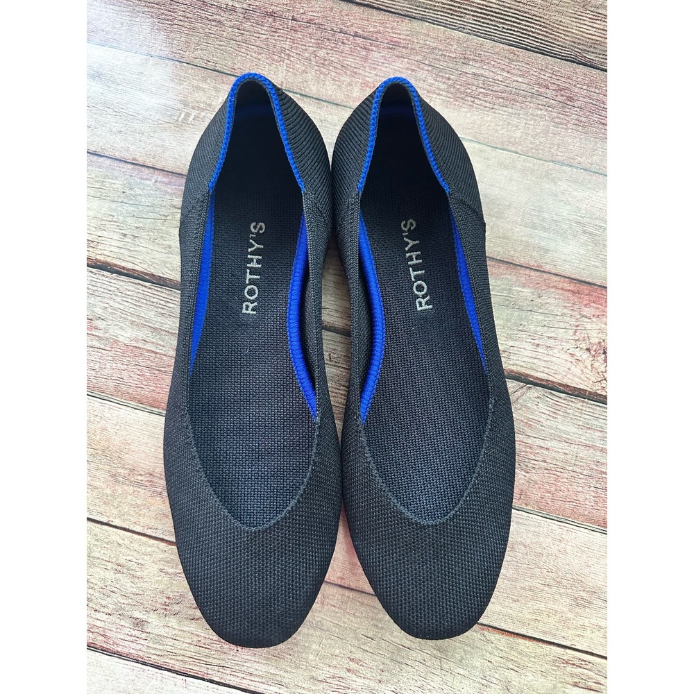 Preowned Rothy "The Square" Black Ballet Flats Size 8.5